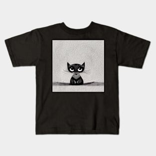 Cute Cat pattern 56 regular grid Kids T-Shirt